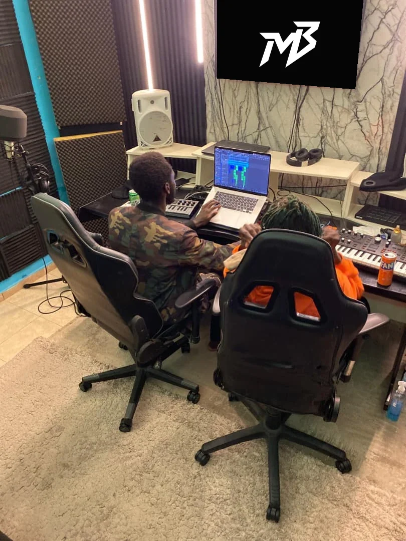 Artist working inside Mertz Beatz studio